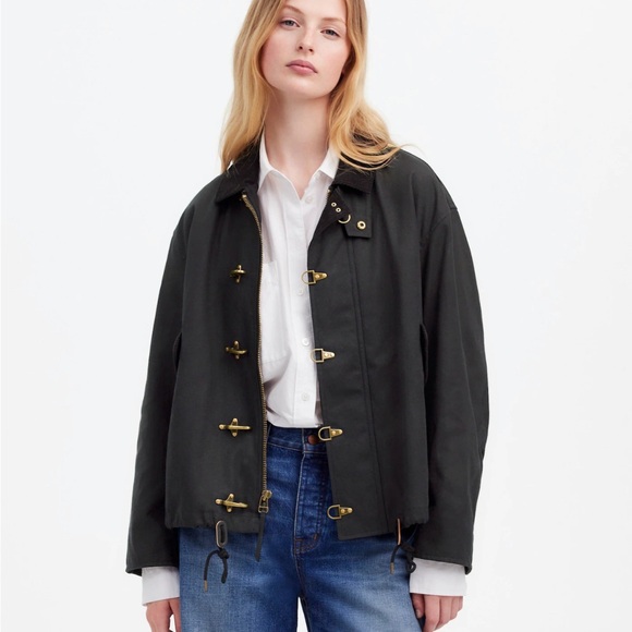 Madewell x Alpha Industries $265 Waxed Cotton Car Coat Black Size S NS730 - Picture 5 of 10